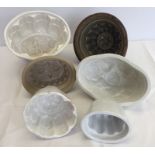6 vintage ceramic jelly / blancmange moulds.