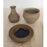 3 pieces of Carl Moss studio pottery.