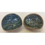 A pair of Arch, St. Ives, studio pottery 3 footed dishes.