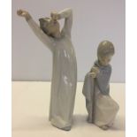 2 Lladro figurines. A young shepherd, together with a yawning boy.