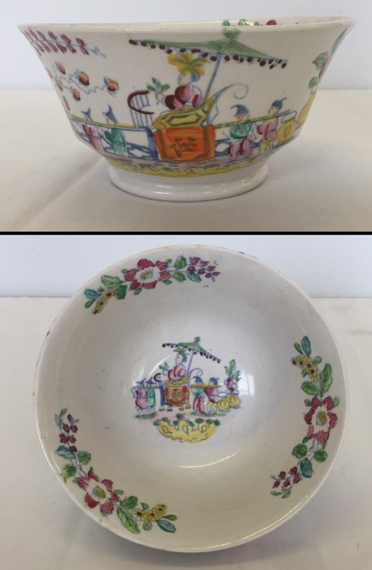 A c1815 hand painted Chinoiserie slop bowl