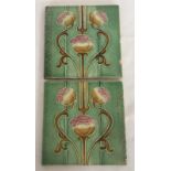 2 original Art Nouveau tiles, market " England " to reverse.