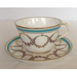 A 19th century hand painted breakfast cup & saucer.