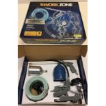 A boxed Workzone Air compressor accessory kit.
