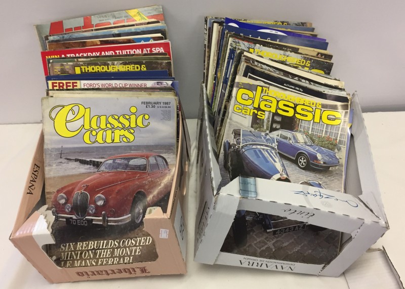 2 boxes of Classic Car magazines.