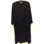 40s elephant black crepe dress with braid trim.