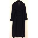 Black cashmere and wool maxi coat.