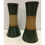 2 Doulton style green vases.