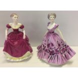 2 Coalport ceramic lady figures. Spring song and Flair.