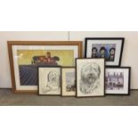 A collection of 6 framed & glazed prints.