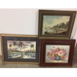 3 framed original paintings.
