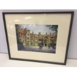 A framed and glazed watercolour of St. Mary's School, Shaftesbury.