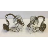 Pair of French brass wall sconces.