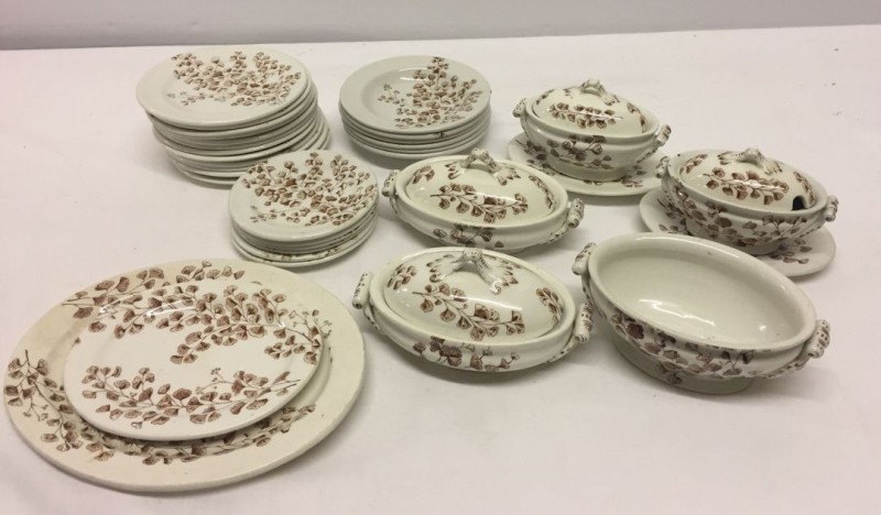 A Ridgways child's miniature dinner service circa 1881 of 'Maiden Hair Fern' pattern.