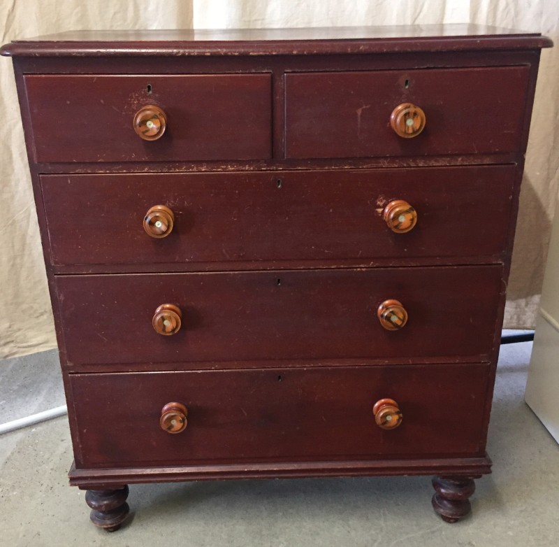 A vintage 2 over 3 chest of drawers.