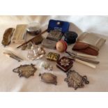 A box of miscellaneous vintage items.