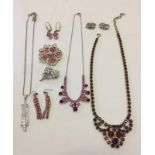 A quantity of vintage diamante costume jewellery.