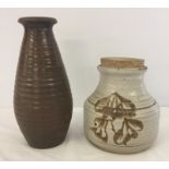 2 large items of studio pottery with impressed marks.