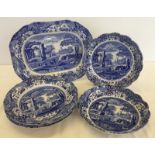 A small collection of blue and white Spode ceramics. Italian Spode design.