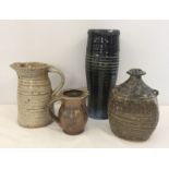 4 items of unmarked studio pottery.