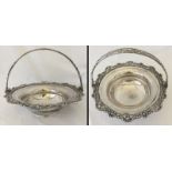 A Victorian heavy silver plated fruit bowl with handle by Padley, Parkins & Co.