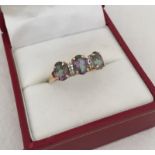 10ct gold mystic topaz & diamond ring.