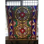Antique stained glass window - Rose panel design by T.W.Camm Studio 72 x 79cm (2' 4" x 2' 7")