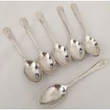 6 silver Walker & Hall coffee spoons with golf club emblem to handle.