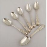 A set of 6 Georgian silver teaspoons with Kings design handles.
