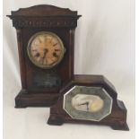 2 wooden cased mantle clocks in working order.