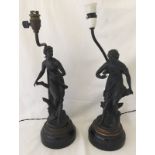 2 Art Nouveau Charles Perron spelter sculptures of women.