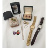 A small quantity of jewellery items, watches and Zippo lighter.