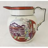 An early 19th century Pearl ware jug with Chinoiserie decoration.