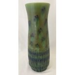 A large Poole pottery vase with green and blue drip style glaze.