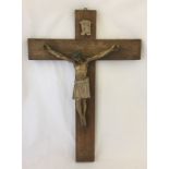 A possibly Dutch plaster and wood crucifix