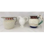 3 early 19th century ceramic jugs a/f.