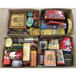 4 boxes of vintage tins.