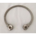 A 925 Mexican silver torc Aztec style necklace.