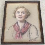 W. Howard Robinson (early 20th century Slade School) pastel portrait of a woman.