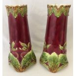 A pair or vintage majolica Art Nouveau vases.