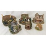 6 Lilliput Lane figurines, boxed and with deeds.