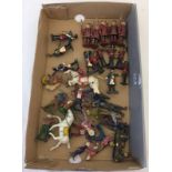 A tray of vintage lead toy soldiers to include Beefeaters, Cowboys & Indians.