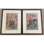 A pair of mid 19th century Japanese wood block prints.