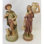 2 Royal Dux Art Nouveau style figurines.