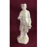 An 18th century Naples figurine of a gentleman holding a bag.