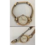A ladies 18ct gold wrist watch in working order.