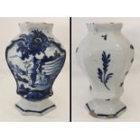 An 18th century Dutch Delft vase, 3 Bells factory with figural decoration.