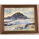 An unsigned framed oil on canvas of St. Michael's Mount.