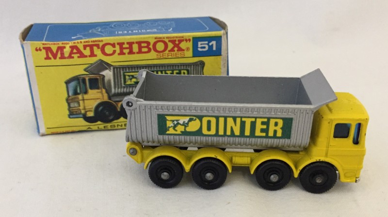 A Lesney Matchbox #51 Pointer 8 Wheel Tipper in original box.