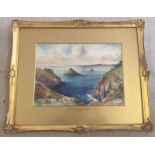 WH Dyer watercolour landscape 'Berry Head and Brixham, Torbay'.